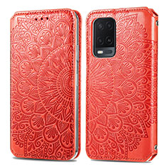 Funda de Cuero Cartera con Soporte Patron de Moda Carcasa S01D para Oppo A54 4G Rojo