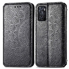 Funda de Cuero Cartera con Soporte Patron de Moda Carcasa S01D para Oppo A55S 5G Negro