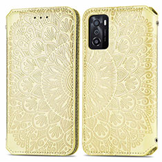 Funda de Cuero Cartera con Soporte Patron de Moda Carcasa S01D para Oppo A55S 5G Oro