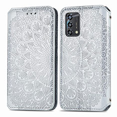 Funda de Cuero Cartera con Soporte Patron de Moda Carcasa S01D para Oppo A74 4G Plata