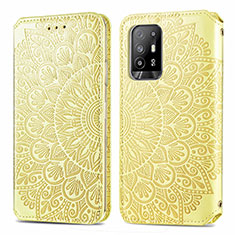 Funda de Cuero Cartera con Soporte Patron de Moda Carcasa S01D para Oppo A94 5G Oro