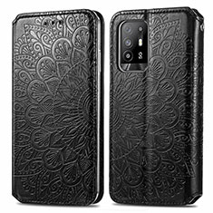 Funda de Cuero Cartera con Soporte Patron de Moda Carcasa S01D para Oppo F19 Pro+ Plus 5G Negro