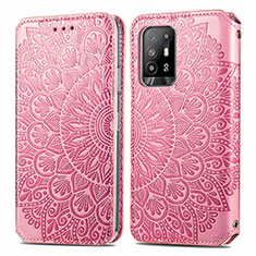 Funda de Cuero Cartera con Soporte Patron de Moda Carcasa S01D para Oppo F19 Pro+ Plus 5G Oro Rosa