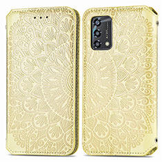 Funda de Cuero Cartera con Soporte Patron de Moda Carcasa S01D para Oppo F19s Oro