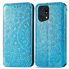 Funda de Cuero Cartera con Soporte Patron de Moda Carcasa S01D para Oppo Find X5 Pro 5G Azul