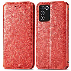 Funda de Cuero Cartera con Soporte Patron de Moda Carcasa S01D para Oppo K9S 5G Rojo