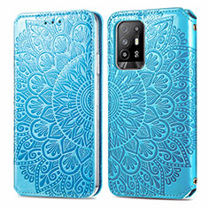 Funda de Cuero Cartera con Soporte Patron de Moda Carcasa S01D para Oppo Reno5 Z 5G Azul