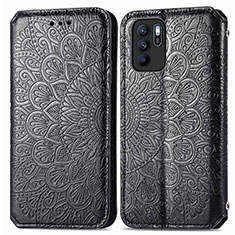 Funda de Cuero Cartera con Soporte Patron de Moda Carcasa S01D para Oppo Reno6 Z 5G Negro