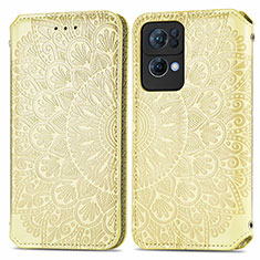 Funda de Cuero Cartera con Soporte Patron de Moda Carcasa S01D para Oppo Reno7 Pro 5G Oro