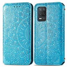 Funda de Cuero Cartera con Soporte Patron de Moda Carcasa S01D para Realme 8 5G Azul