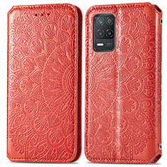 Funda de Cuero Cartera con Soporte Patron de Moda Carcasa S01D para Realme 8 5G Rojo