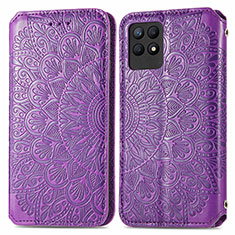 Funda de Cuero Cartera con Soporte Patron de Moda Carcasa S01D para Realme 8i Morado