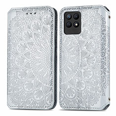 Funda de Cuero Cartera con Soporte Patron de Moda Carcasa S01D para Realme 8i Plata