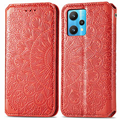 Funda de Cuero Cartera con Soporte Patron de Moda Carcasa S01D para Realme 9 4G Rojo