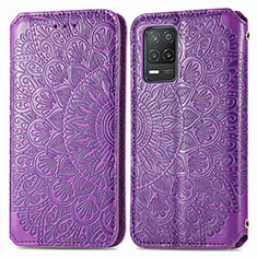 Funda de Cuero Cartera con Soporte Patron de Moda Carcasa S01D para Realme 9 5G India Morado