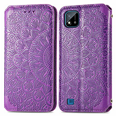 Funda de Cuero Cartera con Soporte Patron de Moda Carcasa S01D para Realme C11 (2021) Morado