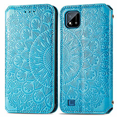 Funda de Cuero Cartera con Soporte Patron de Moda Carcasa S01D para Realme C20 Azul