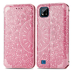 Funda de Cuero Cartera con Soporte Patron de Moda Carcasa S01D para Realme C20 Oro Rosa