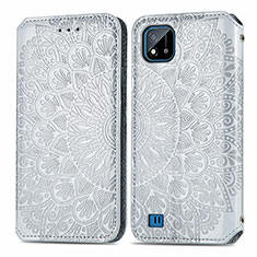 Funda de Cuero Cartera con Soporte Patron de Moda Carcasa S01D para Realme C20 Plata