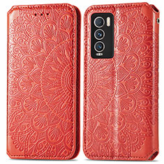 Funda de Cuero Cartera con Soporte Patron de Moda Carcasa S01D para Realme GT Master Explorer 5G Rojo