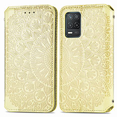 Funda de Cuero Cartera con Soporte Patron de Moda Carcasa S01D para Realme Q3i 5G Oro