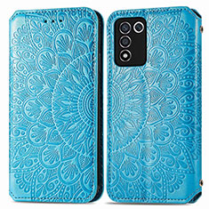 Funda de Cuero Cartera con Soporte Patron de Moda Carcasa S01D para Realme Q3s 5G Azul