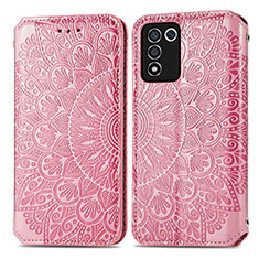 Funda de Cuero Cartera con Soporte Patron de Moda Carcasa S01D para Realme Q3s 5G Oro Rosa