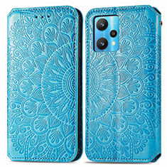 Funda de Cuero Cartera con Soporte Patron de Moda Carcasa S01D para Realme Q5 5G Azul