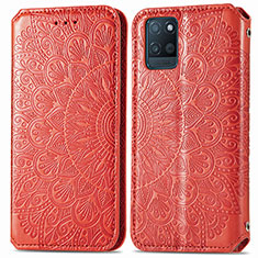 Funda de Cuero Cartera con Soporte Patron de Moda Carcasa S01D para Realme V11 5G Rojo