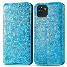 Funda de Cuero Cartera con Soporte Patron de Moda Carcasa S01D para Samsung Galaxy A03 Azul