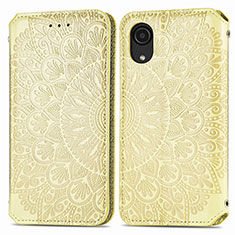 Funda de Cuero Cartera con Soporte Patron de Moda Carcasa S01D para Samsung Galaxy A03 Core Oro