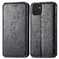 Funda de Cuero Cartera con Soporte Patron de Moda Carcasa S01D para Samsung Galaxy A03 Negro