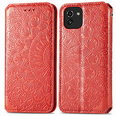 Funda de Cuero Cartera con Soporte Patron de Moda Carcasa S01D para Samsung Galaxy A03 Rojo