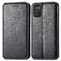 Funda de Cuero Cartera con Soporte Patron de Moda Carcasa S01D para Samsung Galaxy A03s Negro