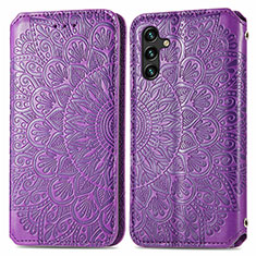 Funda de Cuero Cartera con Soporte Patron de Moda Carcasa S01D para Samsung Galaxy A04s Morado