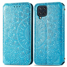 Funda de Cuero Cartera con Soporte Patron de Moda Carcasa S01D para Samsung Galaxy A22 4G Azul