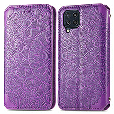 Funda de Cuero Cartera con Soporte Patron de Moda Carcasa S01D para Samsung Galaxy A22 4G Morado