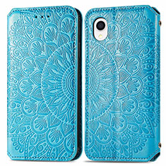 Funda de Cuero Cartera con Soporte Patron de Moda Carcasa S01D para Samsung Galaxy A22 5G SC-56B Azul