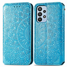 Funda de Cuero Cartera con Soporte Patron de Moda Carcasa S01D para Samsung Galaxy A23 4G Azul