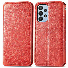 Funda de Cuero Cartera con Soporte Patron de Moda Carcasa S01D para Samsung Galaxy A23 4G Rojo