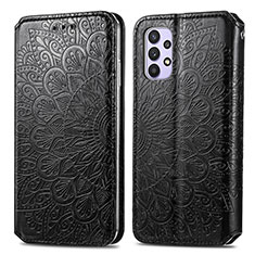 Funda de Cuero Cartera con Soporte Patron de Moda Carcasa S01D para Samsung Galaxy A32 4G Negro