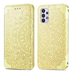 Funda de Cuero Cartera con Soporte Patron de Moda Carcasa S01D para Samsung Galaxy A32 4G Oro