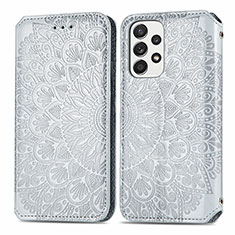 Funda de Cuero Cartera con Soporte Patron de Moda Carcasa S01D para Samsung Galaxy A33 5G Plata