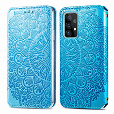 Funda de Cuero Cartera con Soporte Patron de Moda Carcasa S01D para Samsung Galaxy A52 5G Azul