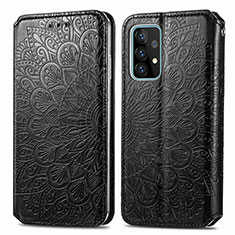 Funda de Cuero Cartera con Soporte Patron de Moda Carcasa S01D para Samsung Galaxy A52 5G Negro