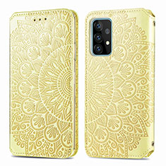 Funda de Cuero Cartera con Soporte Patron de Moda Carcasa S01D para Samsung Galaxy A52 5G Oro