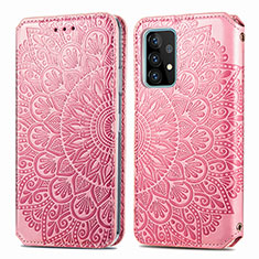 Funda de Cuero Cartera con Soporte Patron de Moda Carcasa S01D para Samsung Galaxy A52 5G Oro Rosa