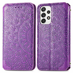 Funda de Cuero Cartera con Soporte Patron de Moda Carcasa S01D para Samsung Galaxy A53 5G Morado