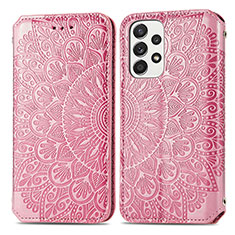 Funda de Cuero Cartera con Soporte Patron de Moda Carcasa S01D para Samsung Galaxy A53 5G Oro Rosa