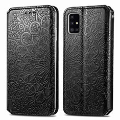 Funda de Cuero Cartera con Soporte Patron de Moda Carcasa S01D para Samsung Galaxy A71 5G Negro